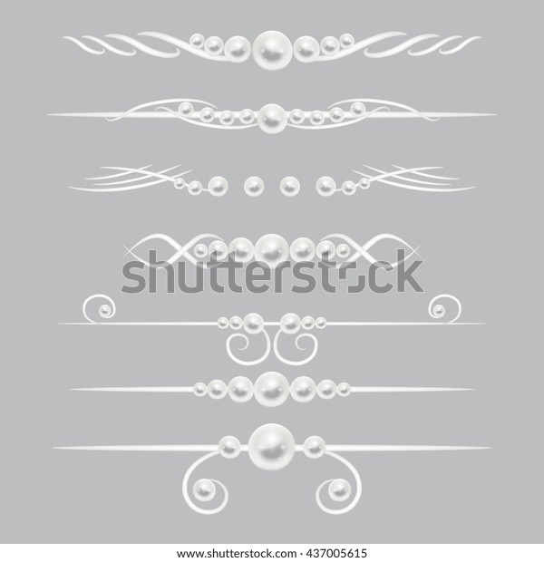 Pearl dividers\
page decor vector set. Border or divider decoration with pearl.\
Royal element pearl\
illustration