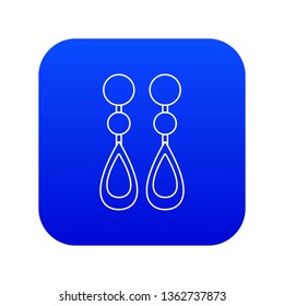 Pearl earrings icon blue vector isolated on white background