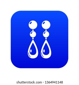 Pearl earrings icon blue vector isolated on white background