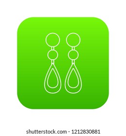 Pearl earrings icon green vector isolated on white background