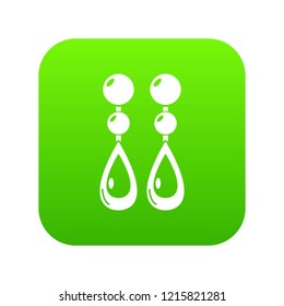 Pearl earrings icon green vector isolated on white background