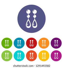 Pearl earrings icons color set vector for any web design on white background