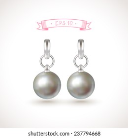 Pearl Earrings. Vector Illustration.