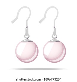 Pearl Earrings Vector Isolated Illustration