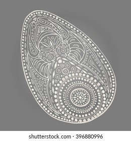 Pearl Easter Egg isolated pattern zentangl dotted with many small patterns.