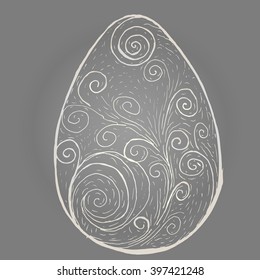 Pearl Easter Egg isolated zentangl pattern with a pattern of a plurality of curls.