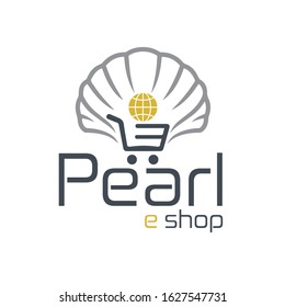 Pearl eCommerce logo , online shopping logo pearl and shell , online shop