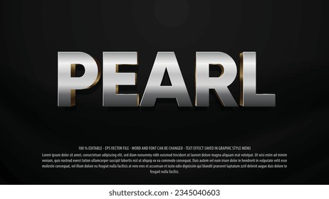 Pearl editable text effect with 3d style use for logo and business brand