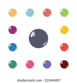 pearl flat icons set. Open round colorful buttons. Vector 
