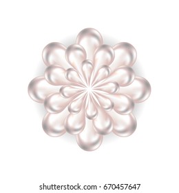 Pearl flower on white background. Realistic vector.