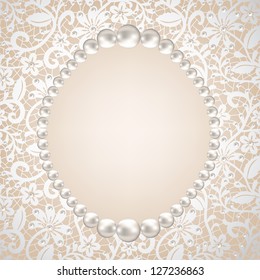 Pearl Frame And Lace Background