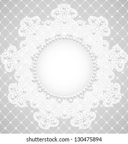 Pearl frame and lace background