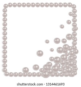 Pearl frame for making your photo or text, realistic pearls on white background