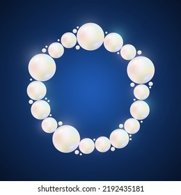 Pearl frame on a blue background