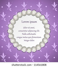 Pearl frame on purple background
