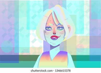 pearl girl makeup vector