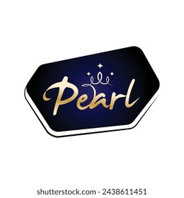 Pearl golden colour Logo with hexagon shape blue background.