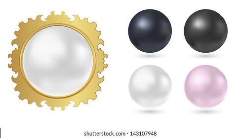 pearl in golden frame