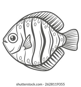 Pérola Gourami Peixe Linha Arte Ilustração