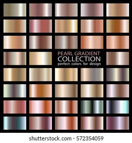 Pearl gradient collection for fashion design.Vector illustration EPS.10. Isolated on black background.