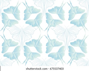 Pearl green butterfly pattern on white vector