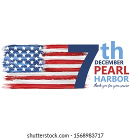 Pearl Harbor, Hawaii remembrance day celebrated 7th of December in USA banner. National patriotic event greeting card. Anniversary congratulation vector illustration.