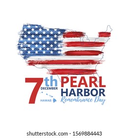 Pearl Harbor, Hawaii remembrance day celebrated 7th of December in USA banner. National patriotic event greeting card. Anniversary congratulation vector illustration.
