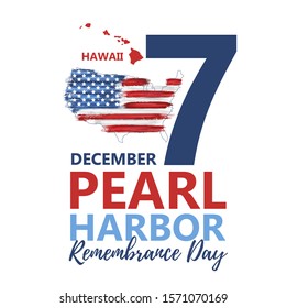 Pearl Harbor, Hawaii remembrance day celebrated 7th of December in USA banner. National patriotic event greeting card. Anniversary congratulation vector illustration.