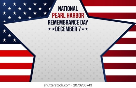 Pearl Harbor Remembrance Day Background. December 7. Template for banner, greeting card, or poster. With star, anchor icon, and USA national flag. Premium vector illustration