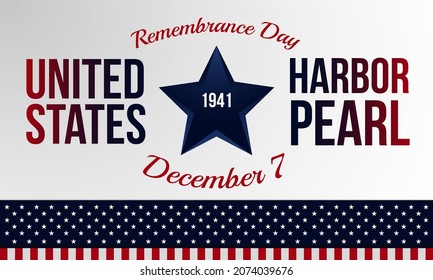 Pearl Harbor Remembrance Day Background. December 7. Template for banner, greeting card, or poster. With star, anchor icon, and USA national flag. Premium vector illustration