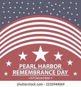 Pearl Harbor remembrance day banner design illustration with faded colors and  typography. Banner consist of American flag with stars and stripes.