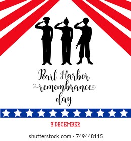 Pearl Harbor Remembrance Day card or background. 7 december. vector illustration.