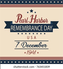 Pearl Harbor Remembrance Day card or background. vector illustration.