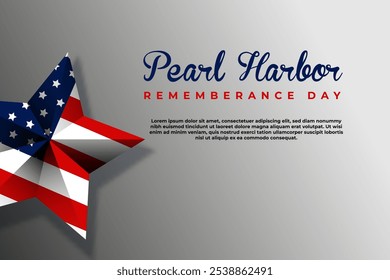 Pearl Harbor Remembrance Day. Illustration for poster, banner, with star and american flag.