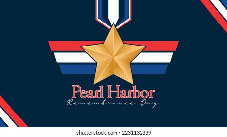 Pearl Harbor Remembrance Day on December Badge Vector Background