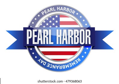 pearl harbor remembrance day seal stamp illustration design graphic