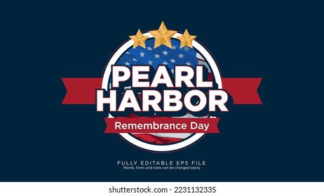Pearl Harbor Remembrance Day Text Effect Font Type Circle Badge