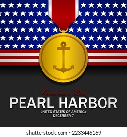 Tema del Día de Recuerdo de Pearl Harbor. Ilustración vectorial. Adecuado para carteles, carteles, fondo y tarjeta de saludo.