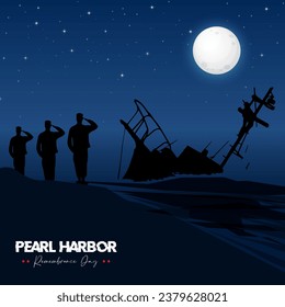 Ilustración vectorial del día de la conmemoración de Pearl Harbor. Tema del Día de Recuerdo de Pearl Harbor. Ilustración vectorial. Adecuado para carteles, carteles, fondo y tarjeta de saludo. 