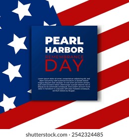 Dia da Lembrança de Pearl Harbor. Ilustração vetorial com bandeira americana.