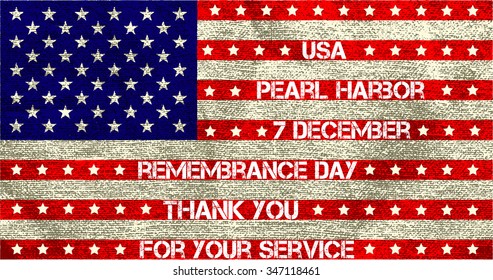 Pearl Harbor. Remembrance day. Vector illustration. Patriotic background 