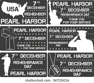 Pearl Harbor. Remembrance day. Vector illustration Patriotic background 
