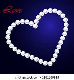 Pearl heart with luxury romantic border for text or photo. The concept of love. Flat design.