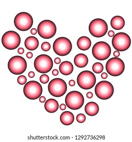 Pearl heart on a white background. Valentine's Day. Vector illustration