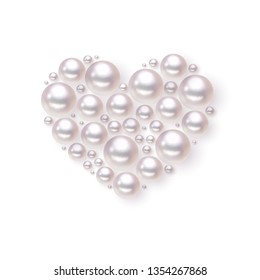 Pearl heart vector background. Romance pattern. 3d 