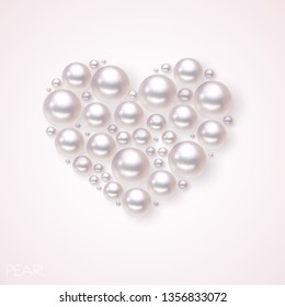 Pearl heart vector background. Romance pattern