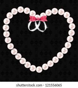 Pearl heart vector illustration background