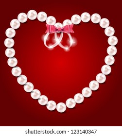 Pearl heart vector illustration background