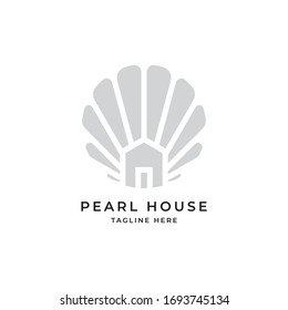 Pearl house illustration symbol logo design vector template