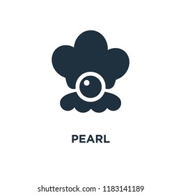 Pearl icon. Black filled vector illustration. Pearl symbol on white background. Can be used in web and mobile.
